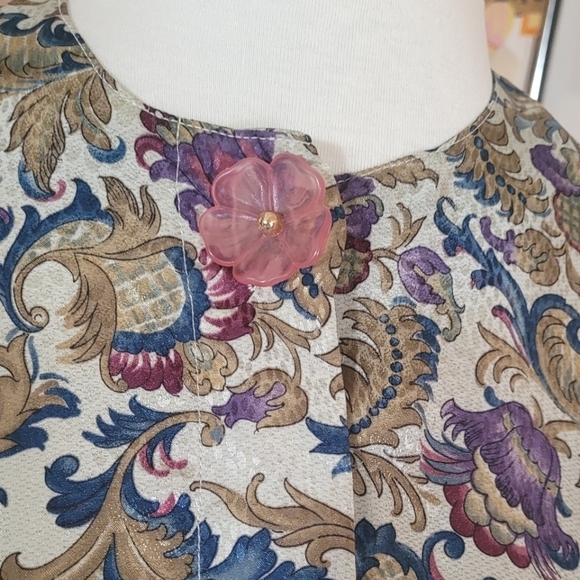 Vintage Silk Floral Acid Pleated Day Dress - Picture 4 of 8